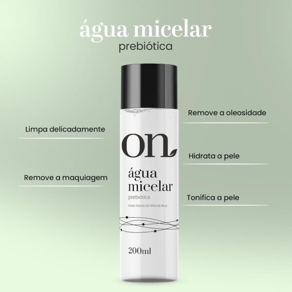 ON Água Micelar Prebiótica - Limpeza Suave e Proteção Diária - Removedor de Maquiagem Natural - Skincare Saudável - Para Todos os Tipos de Pele - 200ml - Imagem 2