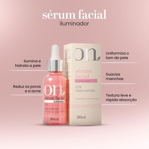 ON - Kit Sérum Facial com 2 unidades com Vitamina C e Ácido Hialurônico + Sérum com Niacinamida - Skincare Facial - Cuidados com a Pele - Imagem 2