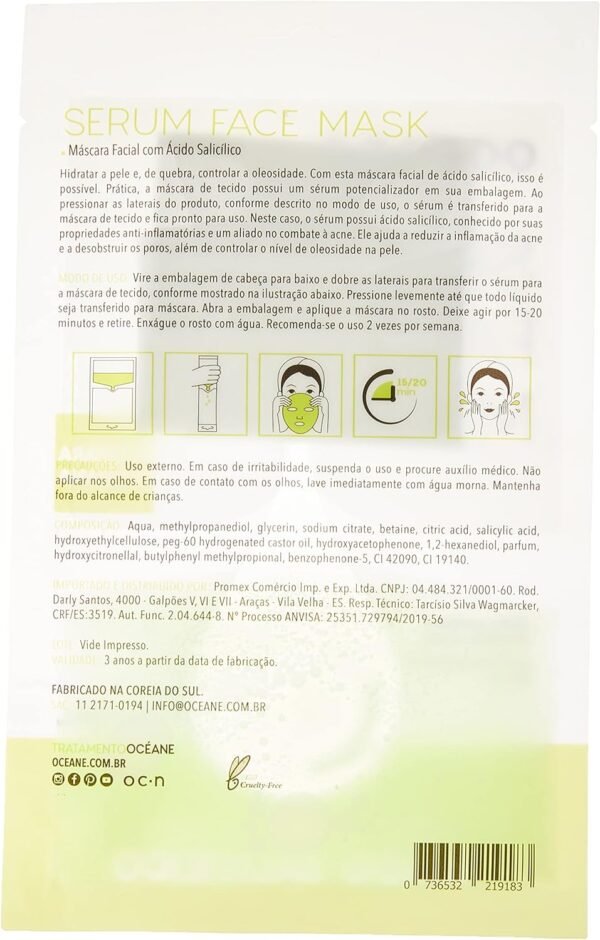 Océane Máscara Facial com Ácido Salicílico - Serum Face Mask 20ml - Imagem 2