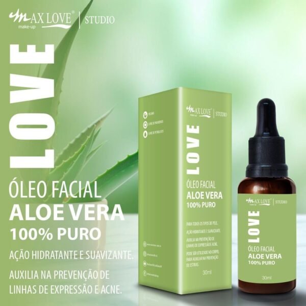 Oleo Facial Aloe Vera com Ação Hidratante e Suavizante, 30ml, Max Love - Imagem 2