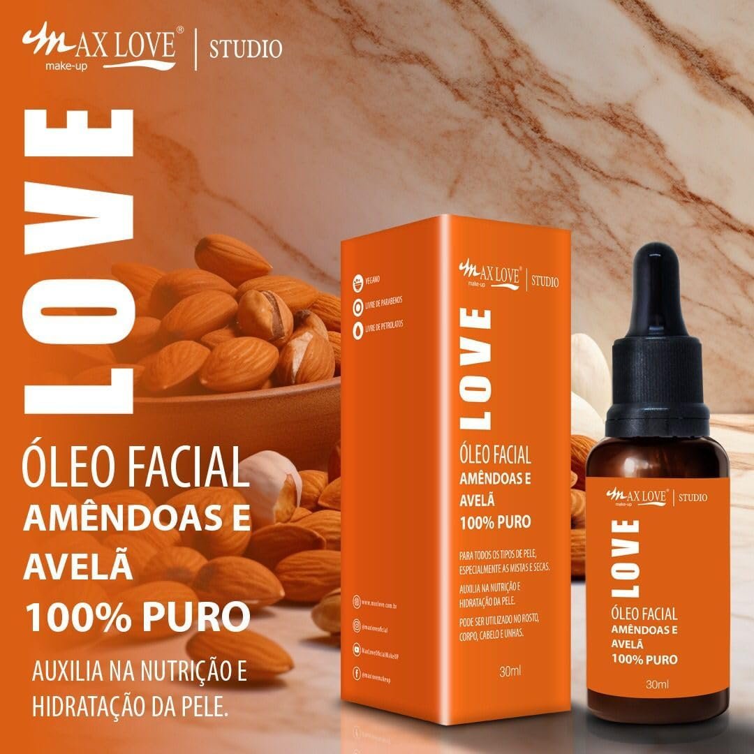 Oleo Facial Amendoas e Avela 100% Puro, Auxilia na Nutrição e Hidratação da Pele, 30ml, Max Love 2 Oleo Facial Amendoas e Avela 100% Puro, Auxilia na Nutrição e Hidratação da Pele, 30ml, Max Love - Imagem 2