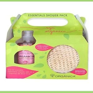 Organica Kit Shower Sabonete Liquido E Esponja De Sisal Framboesa E Orquídea
