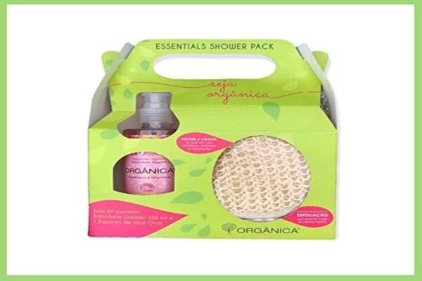 Organica Kit Shower Sabonete Liquido E Esponja De Sisal Framboesa E Orquídea
