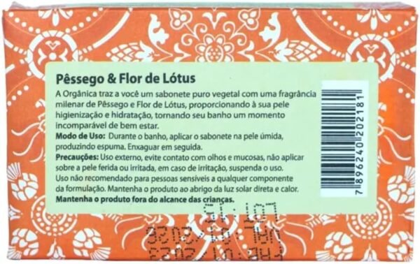 Organica Sabonete Em Barra Vegano Pêssego E Flor De Lótus 90G Orgânica - Imagem 2