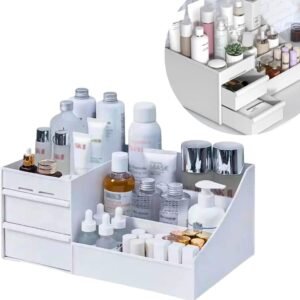 Organizador Maquiagem Escritório Mesa Cosméticos Porta Treco Multiuso Gaveta Caneta (Branco)