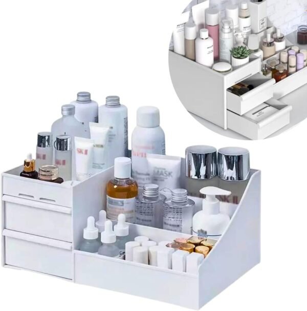 Organizador Maquiagem Escritório Mesa Cosméticos Porta Treco Multiuso Gaveta Caneta (Branco)