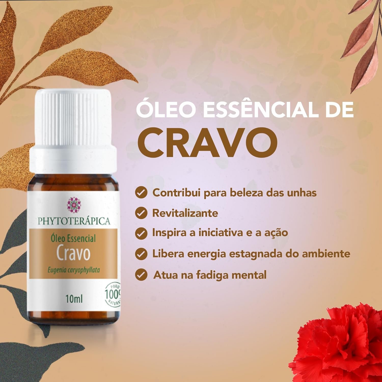 PHYTOTERAPICA - Óleo Essencial de Cravo - Para Difusor, Massagem e Aromaterapia - Revitalizante, revigora a memória e contribui na beleza das unhas - 100% Puro e Natural - Penetrante, 10ml 2 PHYTOTERAPICA - Óleo Essencial de Cravo - Para Difusor, Massagem e Aromaterapia - Revitalizante, revigora a memória e contribui na beleza das unhas - 100% Puro e Natural - Penetrante, 10ml - Imagem 2