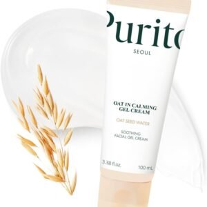 PURITO Creme de gel calmante de aveia para hidratação e suavização, leve, hidratante não pegajoso para peles sensíveis, não comedogênico, sem fragrância, cuidados com a pele coreana, 100 ml