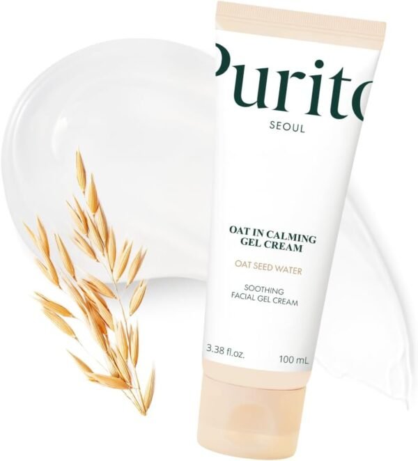 PURITO Creme de gel calmante de aveia para hidratação e suavização, leve, hidratante não pegajoso para peles sensíveis, não comedogênico, sem fragrância, cuidados com a pele coreana, 100 ml