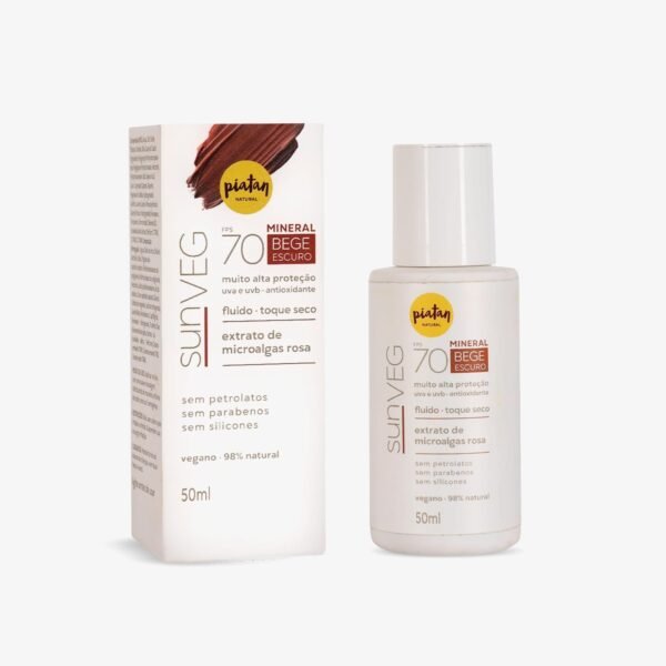 Protetor Solar Sunveg FPS 70 Mineral Bege Escuro 50ml Piatan Natural - Imagem 2