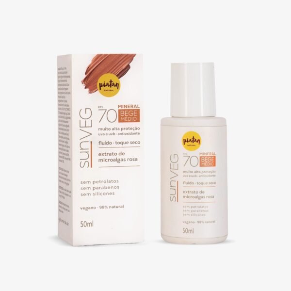Protetor Solar Sunveg FPS 70 Mineral Bege Médio 50ml Piatan Natural - Imagem 2