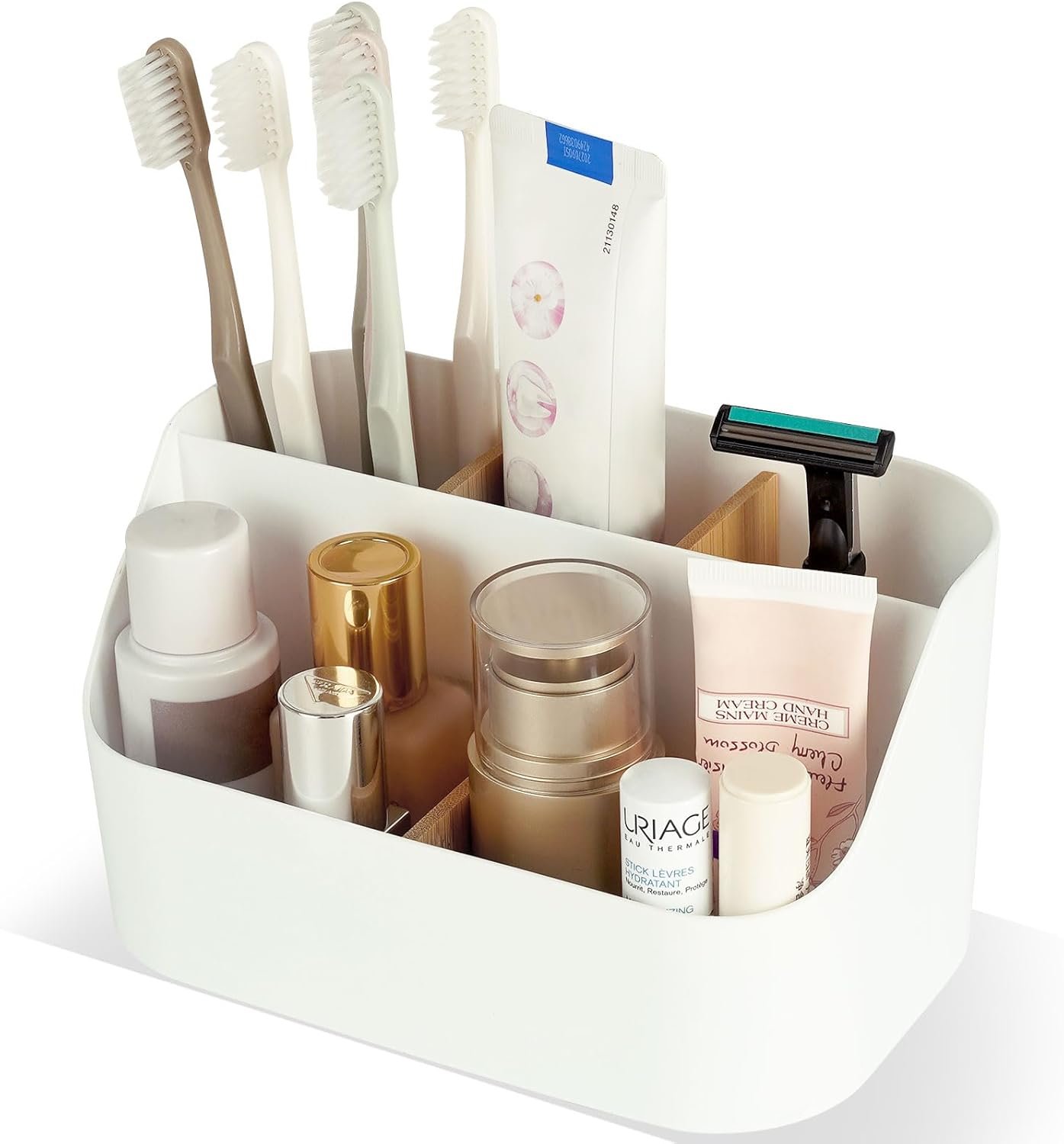 QIYVLOS Suportes de escova de dentes para banheiros, suporte de escova de dentes com 5 compartimentos, suporte de escova de dentes elétrica e suporte de pasta de dente para armazenamento de acessórios 1 QIYVLOS Suportes de escova de dentes para banheiros, suporte de escova de dentes com 5 compartimentos, suporte de escova de dentes elétrica e suporte de pasta de dente para armazenamento de acessórios