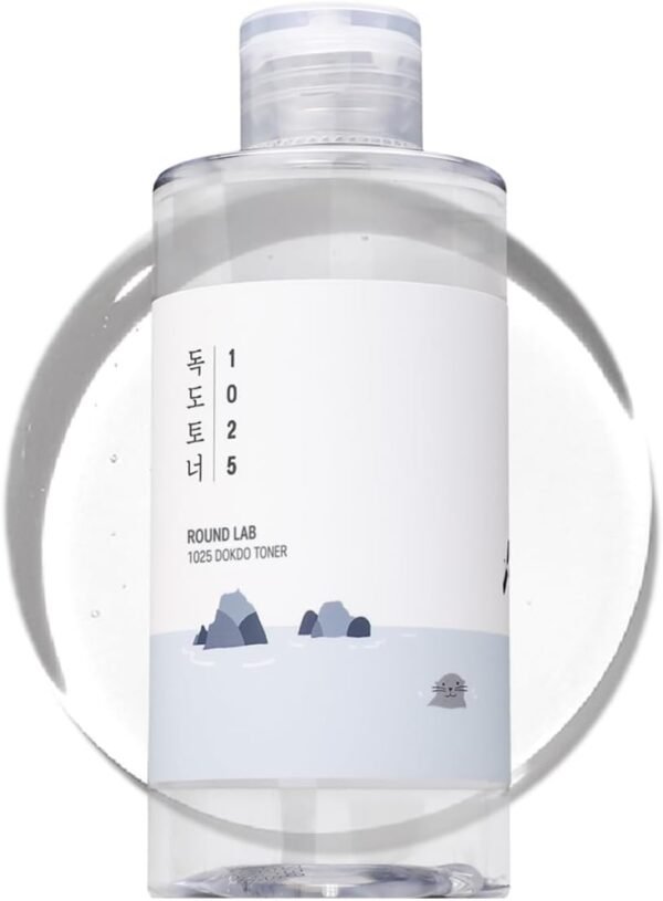 ROUND LAB 1025 Dokdo Toner 19 ml, controle de óleo e reduz o excesso de sebo, tônico facial esfoliante suave, água do mar profundo para hidratação, acabamento macio sem aderência, cuidados com a pele