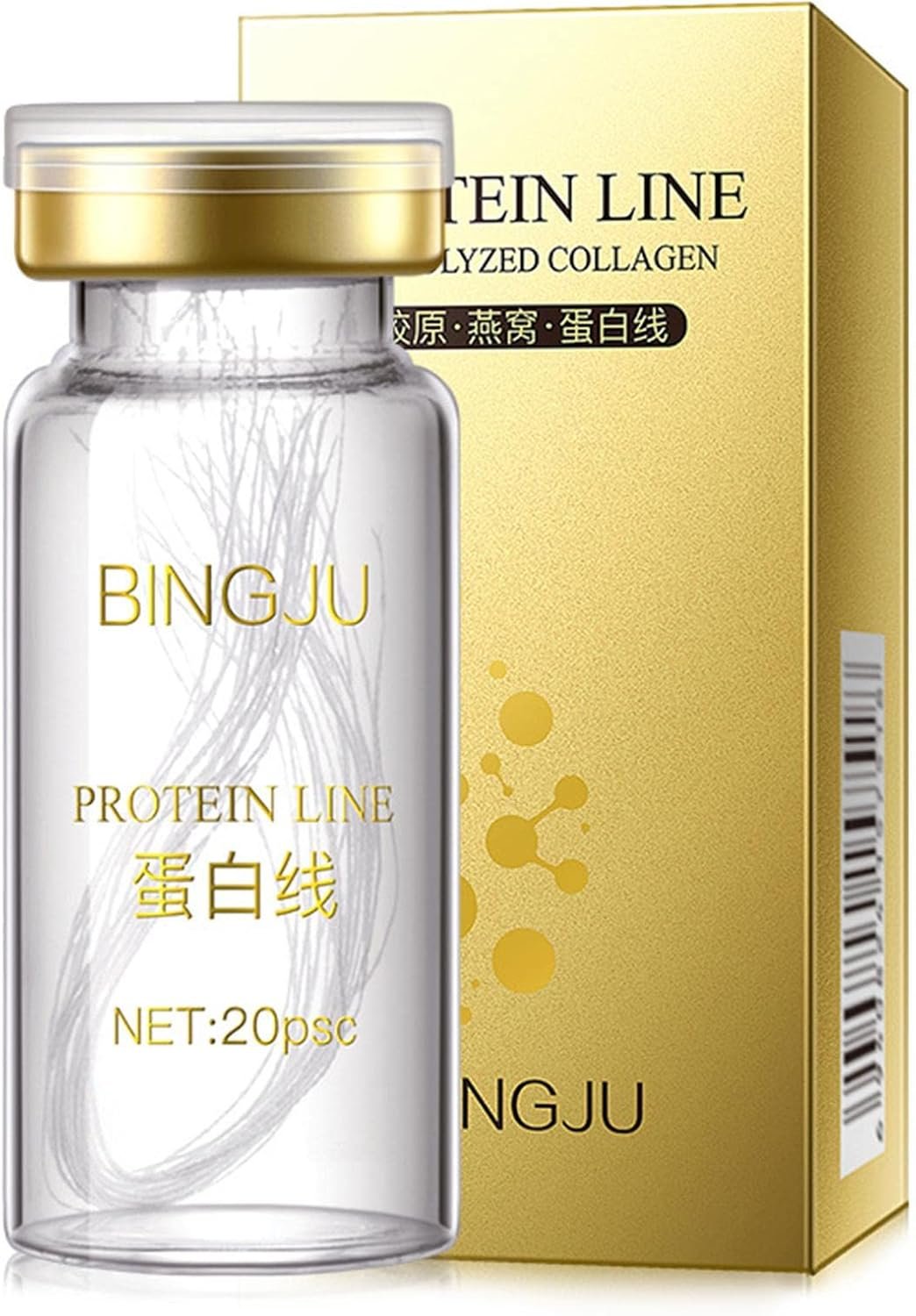 Rosto Fios Proteína,Gold Face Serums Colágeno Ativo Fio Seda | Fio colágeno absorvível para lifting facial, essência carving facial para rosto (com 20 fios proteína) A/r 1 Rosto Fios Proteína,Gold Face Serums Colágeno Ativo Fio Seda | Fio colágeno absorvível para lifting facial, essência carving facial para rosto (com 20 fios proteína) A/r