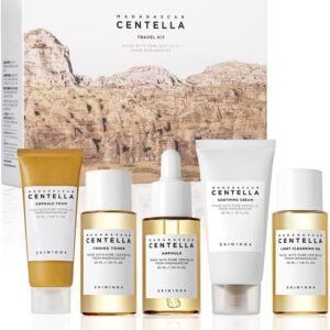 SKIN1004 Kit de viagem Madagascar Centella, toner, ampola, creme calmante, óleo de limpeza, espuma de ampola, caixa básica de cuidados com a pele, tamanho compacto, conjuntos de presente, presentes de