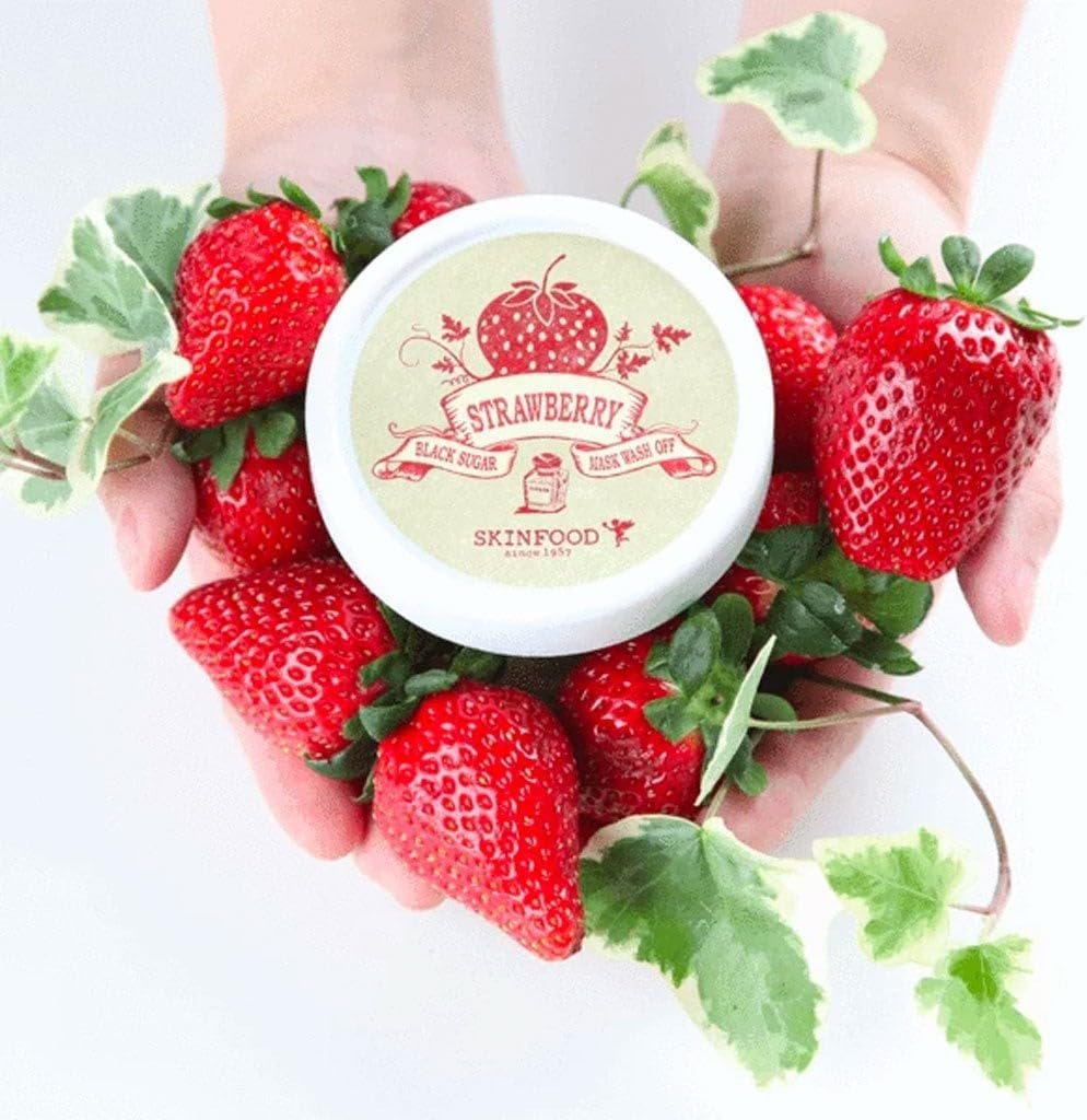 SKINFOOD Black Sugar Strawberry Mask Wash Off 3.38 fl.oz. (100g) - Exfoliating Mask for Tightening Pores and Cleansing Skin - Skin Mask Sugar Scrub - Facial Sugar Scrub Masks - Pore Face Mask 2 SKINFOOD Black Sugar Strawberry Mask Wash Off 3.38 fl.oz. (100g) - Exfoliating Mask for Tightening Pores and Cleansing Skin - Skin Mask Sugar Scrub - Facial Sugar Scrub Masks - Pore Face Mask - Imagem 2