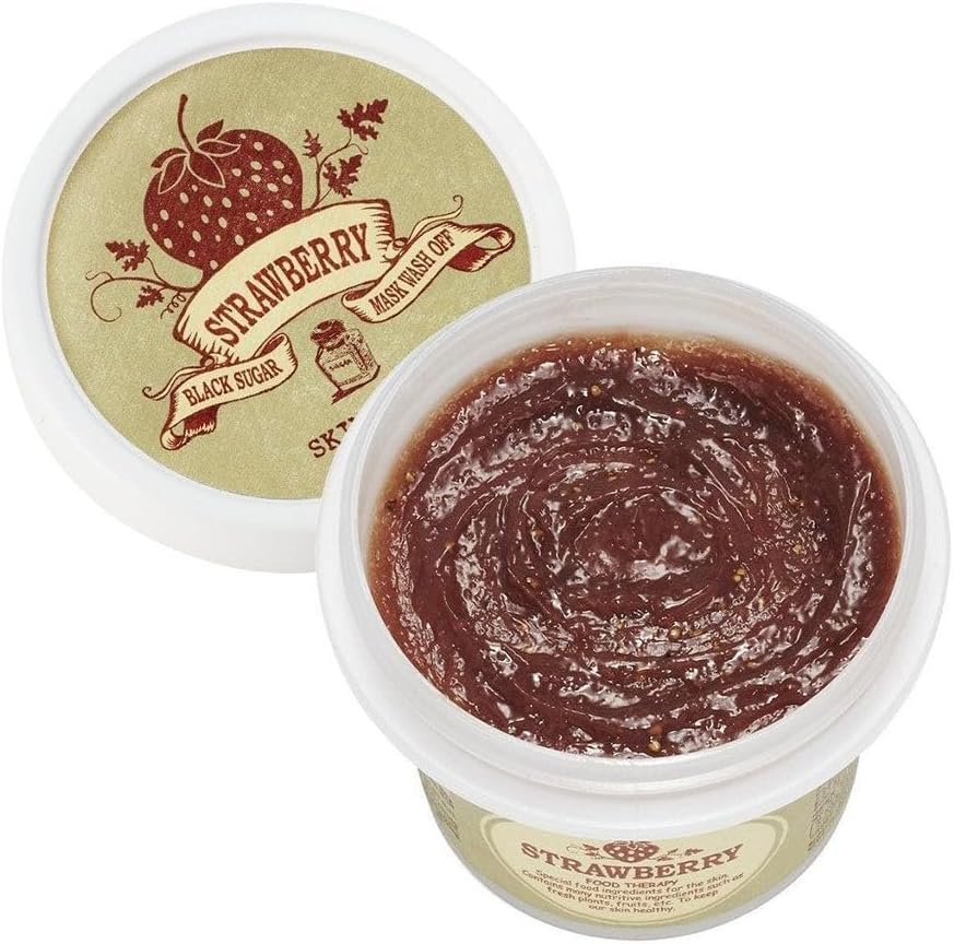 SKINFOOD Black Sugar Strawberry Mask Wash Off 3.38 fl.oz. (100g) - Exfoliating Mask for Tightening Pores and Cleansing Skin - Skin Mask Sugar Scrub - Facial Sugar Scrub Masks - Pore Face Mask 1 SKINFOOD Black Sugar Strawberry Mask Wash Off 3.38 fl.oz. (100g) - Exfoliating Mask for Tightening Pores and Cleansing Skin - Skin Mask Sugar Scrub - Facial Sugar Scrub Masks - Pore Face Mask