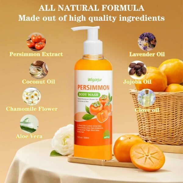 Sabonete líquido de caqui para idosos, desodorante natural, sabonete em barra para remoção de odor forte e mau cheiro, desodorização corporal com extratos de caqui e chá verde - Imagem 2