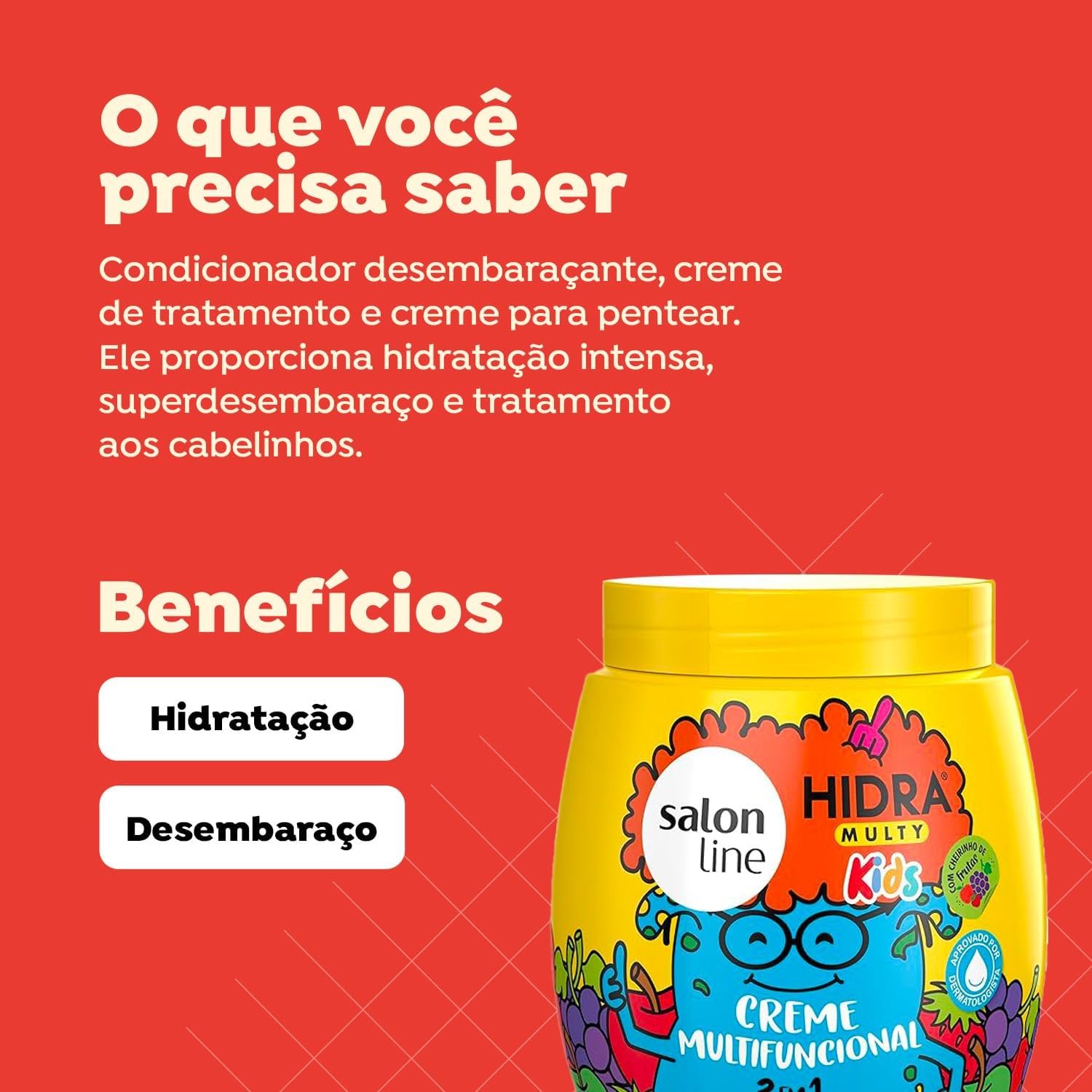 Salon Line, Creme Multifuncional 3 em 1, Hidra Multy Kids, Vegano - Para Todos os Tipos de Cabelos, 1Kg 2 Salon Line, Creme Multifuncional 3 em 1, Hidra Multy Kids, Vegano - Para Todos os Tipos de Cabelos, 1Kg - Imagem 2