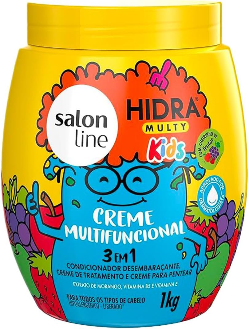 Salon Line, Creme Multifuncional 3 em 1, Hidra Multy Kids, Vegano - Para Todos os Tipos de Cabelos, 1Kg 1 Salon Line, Creme Multifuncional 3 em 1, Hidra Multy Kids, Vegano - Para Todos os Tipos de Cabelos, 1Kg