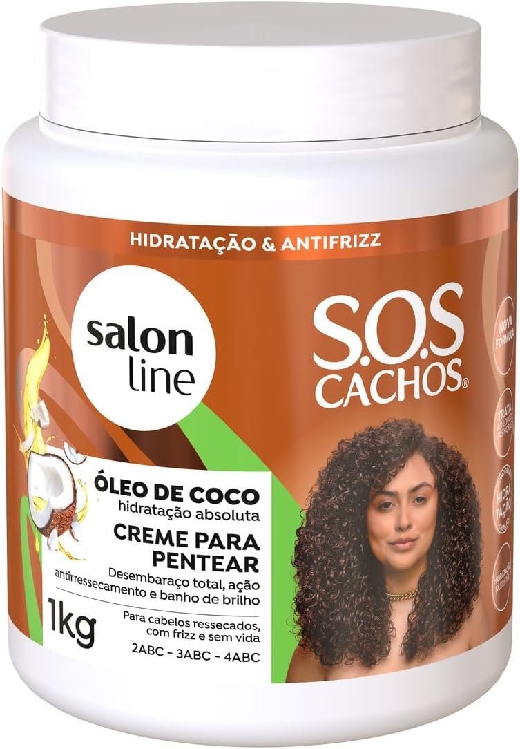 Salon Line, Creme de Pentear, SOS Cachos, Coco, Hidratação Nutritiva, Vegano - Cabelos Ondulados, Cacheados e Crespos, 1 Kg 1 Salon Line, Creme de Pentear, SOS Cachos, Coco, Hidratação Nutritiva, Vegano - Cabelos Ondulados, Cacheados e Crespos, 1 Kg