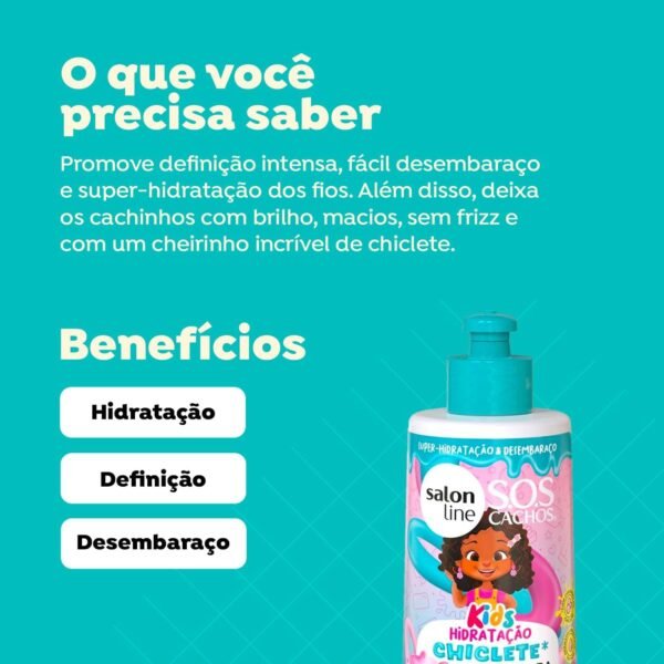 Salon Line, Creme para Pentear, SOS Cachos Kids, Hidratação Chiclete, Vegano - Para Cabelos Ondulados, Cacheados e Crespos, 300ml - Imagem 2