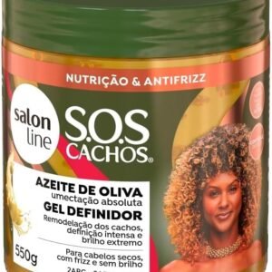 Salon Line, Gel de Cabelo, SOS Hidratação, Azeite de Oliva, Definidor, Vegana - Cabelos Ondulados, Cacheados e Crespos, 550 g
