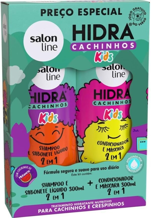 Salon Line, Kit Shampoo e Condicionador, Hidra Cachinhos Kids, Vegano - Para Cabelos Ondulados, Cacheados e Crespos, 300ml