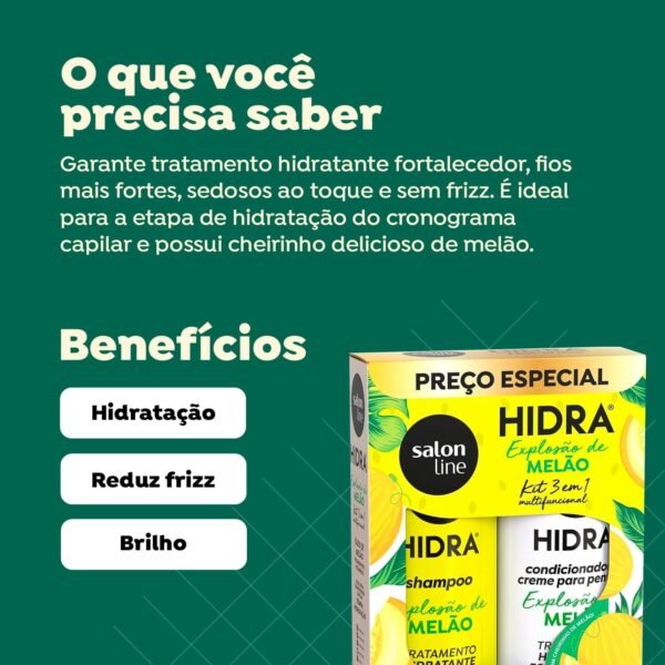 Salon Line, Kit Shampoo e Condicionador, Hidra, Explosão de Melão, Vegano - Para Todos os Tipos de Cabelos - Imagem 2
