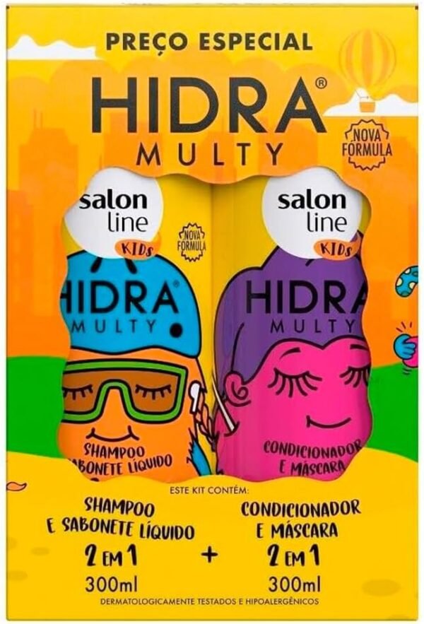 Salon Line, Kit Shampoo e Condicionador Infantil, Hidra Multy, Vegano - Todos os Tipos de Cabelos, 300 ml cada