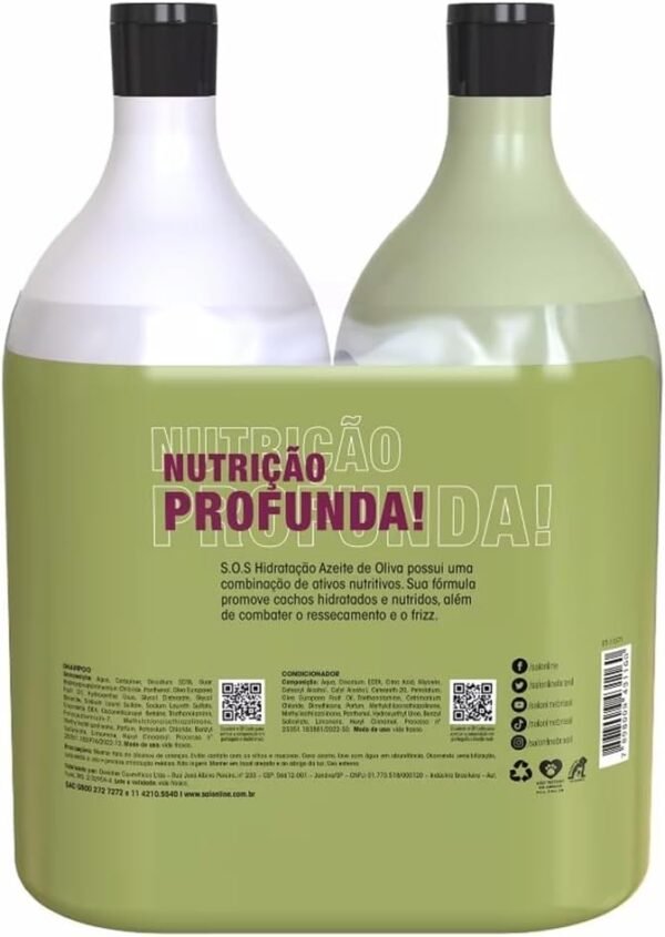 Salon Line, Kit Shampoo e Condicionador, SOS Hidratação, Azeite de Oliva, Vegano - Cabelos Ondulados, Cacheados e Crespos, 1 L cada - Imagem 2