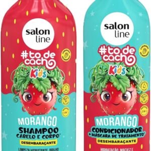 Salon Line, Kit Shampoo e Condicionador, #todecacho Kids, Morango, Vegano - Para Cabelos Ondulados, Cacheados e Crespos, 2 Unidades