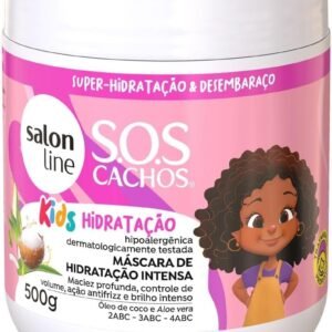 Salon Line, Máscara Capilar Infantil, SOS Cachos Kids, Super-Hidratação, Maciez e Controle de Volume, Vegana - Cabelos Ondulados, Cacheados e Crespos, 500 g