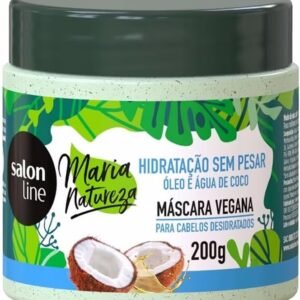 Salon Line, Máscara Capilar, Maria Natureza, Hidratação Sem Pesar, Óleo e Água de Coco, Vegana - Todos os Tipos de Cabelos, 200 g