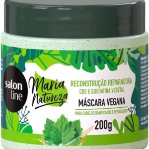 Salon Line, Máscara Capilar, Maria Natureza, Reconstrução Reparadora, CB2 e Queratina Vegetal, Vegana - Todos os Tipos de Cabelos, 200 g