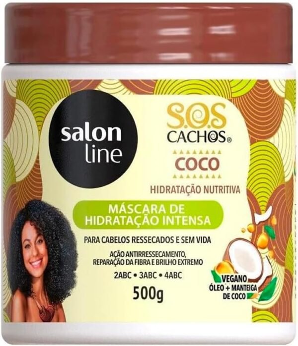Salon Line, Máscara Capilar, SOS Cachos, Coco, Hidratação Nutritiva, Vegano - Cabelos Ondulados, Cacheados e Crespos, 1 Kg