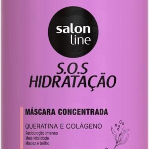 Salon Line, Máscara Capilar, SOS Hidratação, Concentrada, Queratina e Colágeno - Cabelos Lisos, Ondulados, Cacheados e Crespos, 1 Kg