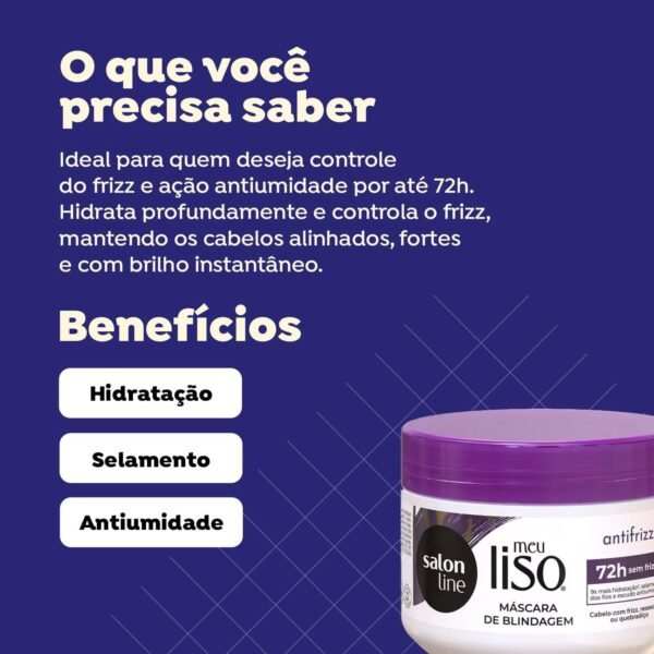 Salon Line, Máscara Ultra-Hidratante, Meu Liso, Antifrizz, Vegano - Para Cabelos Lisos e Ondulados, 300g - Imagem 2