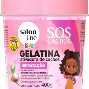 Salon Line, SOS Cachos, Gelatina Capilar Ativadora de Cachos, Kids Hidratação, Vegano - Para Cabelos Cacheados, 400 g