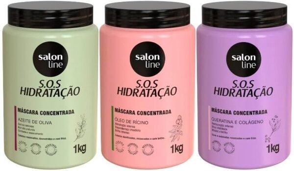 Salon Line, SOS Hidratação, Cronograma Capilar, Somente a Máscara Capilar Bio-Recostrução Não é Vegana - Para Cabelos Ondulados, Cacheados e Crespos, 1 kg