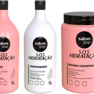 Salon Line, S.O.S Hidratação, Kit Hidratação Turbinada, Produtos Não Veganos - Para Cabelos Lisos, Ondulados, Cacheados e Crespos, 1 kg e 1 L