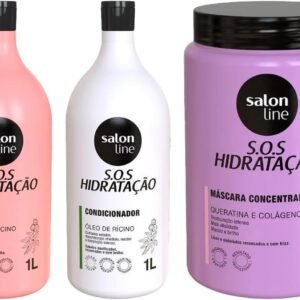 Salon Line, SOS Hidratação, Kit Hidratação Turbinada com Máscara Bio-Reconstrução, Somente a Máscara Capilar Não é Vegana - Para Cabelos Lisos, Ondulados, Cacheados e Crespos, 1 L e 1 kg