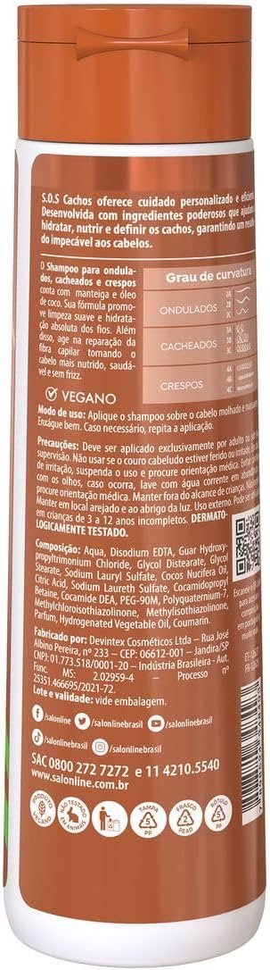 Salon Line, Shampoo, SOS Cachos, Coco, Hidratação Nutritiva, Vegano - Cabelos Ondulados, Cacheados e Crespos, 300 ml 2 Salon Line, Shampoo, SOS Cachos, Coco, Hidratação Nutritiva, Vegano - Cabelos Ondulados, Cacheados e Crespos, 300 ml - Imagem 2