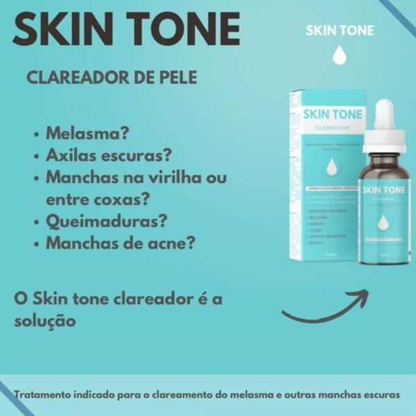 Sérum Clareador Facial Skin Tone Manchas Melasma Sardas Acne Estrias Rugas 60ml - Imagem 2