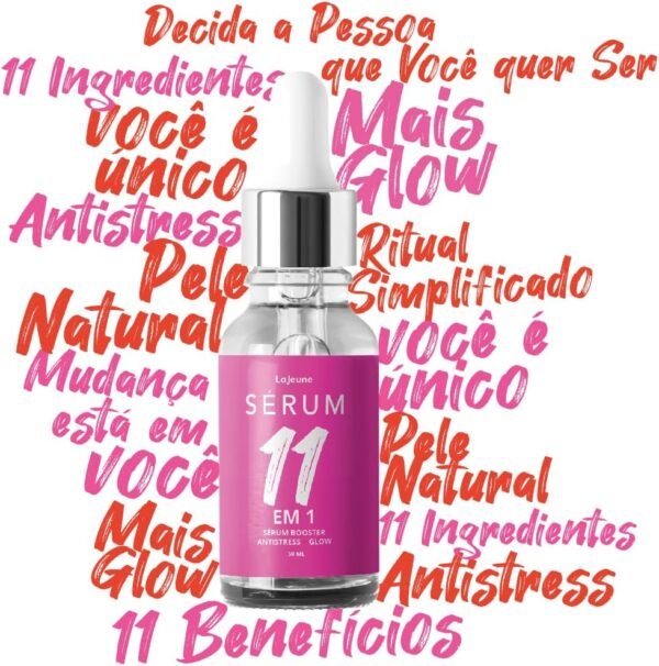 Sérum Facial 11em1 - Niacinamida +Rosa Mosqueta+ Extrato de Açaí - Pele hidratada, macia e iluminada-Unissex- Para todos os tipos de pele 95% Ingredientes Naturais - 30ml - Imagem 2