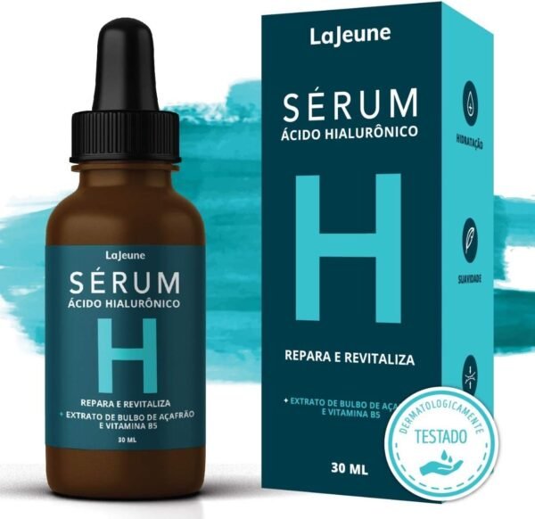 Serum Facial Ácido Hialurônico + Vitamina B5 + Extrato de Bulbo de Açafrâo -99% Ingredientes Naturais - Hidratação Intensa- Tonifica a Pele-Revitaliza o Rosto- Combate a flacidez no Rosto -Reduz rugas e linhas de expressão-Estimula a produção de colágeno e elastina– Ideal para todos os tipos de pele– 30 ml