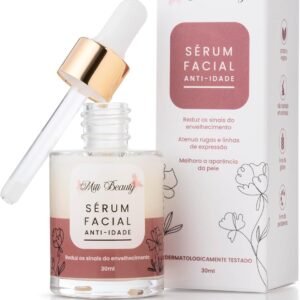 Sérum Facial Anti-Idade de 30ml Com Nano Ácido Hialurônico, Retinol, Óleo de Mosqueta, Colágeno e Alantoína - Reduz Rugas e Linhas, Firmeza, Elasticidade, Hidratação - Miti Beauty