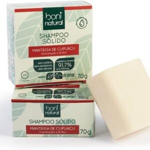 Shampoo Sólido Vegano Boni Natural com Manteiga de Cupuaçu para Hidratação e Brilho, Sem Silicones, Sem Sulfatos, Sem Parabenos, Boni Natural, Verde, BONI NATURAL