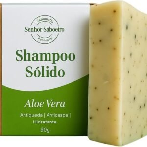 Shampoo em Barra Natural Senhor Saboeiro de Aloe Vera Hidratação Anti Queda Crescimento Capilar Cabelos Secos