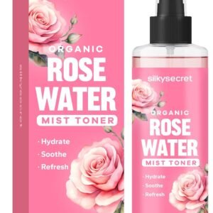 SilkySecret Spray De Água De Rosas Orgânico (8,45 Fl Oz), Spray De Água De Rosas Para Rosto E Cabelo, Tônico Hidratante Facial, Água De Rosas Para Cuidados Com A Pele